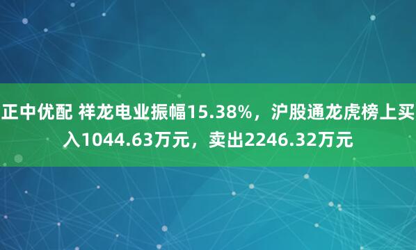 正中优配 祥龙电业振幅15.38%，沪股通龙虎榜上买入1044.63万元，卖出2246.32万元